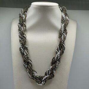 Gold and Silver Rope Necklace with Intricate Braided Design
